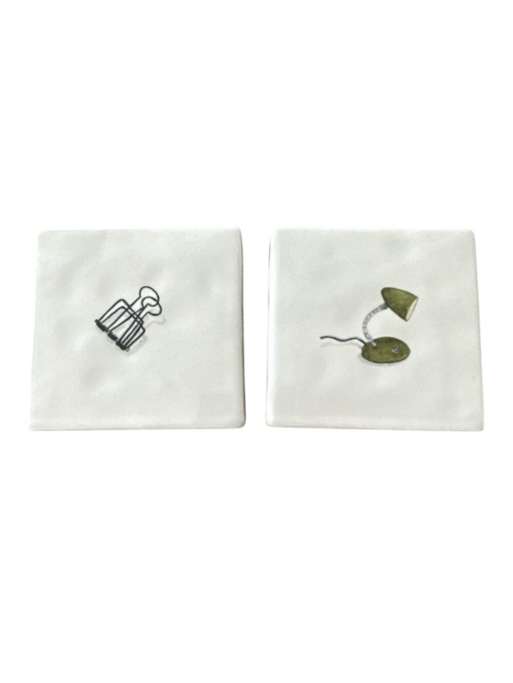 Rae Dunn Artisan Collection Desk Set: "Lamp" & "Paperclip" Ceramic Decor